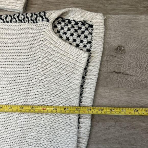 GAP Open Cardigan Sweater Womens XS / Small Oversize White Black Soft Wool Blend - Picture 10 of 10